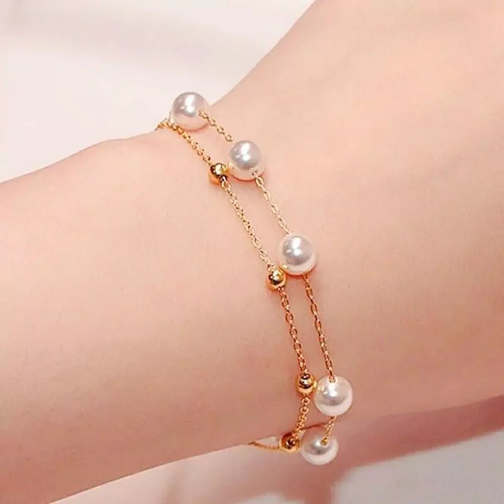 delicate gold pearl bracelets for girls