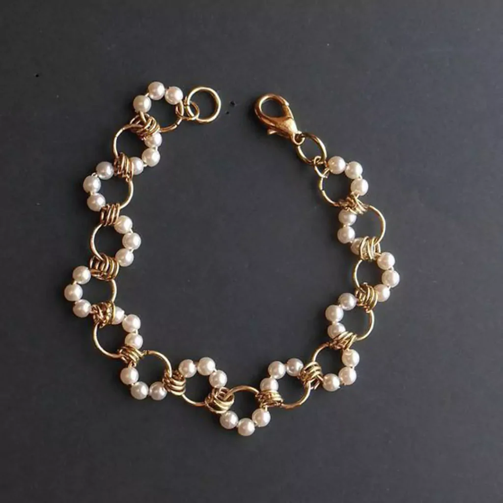 stylish gold pearl bracelets for girls