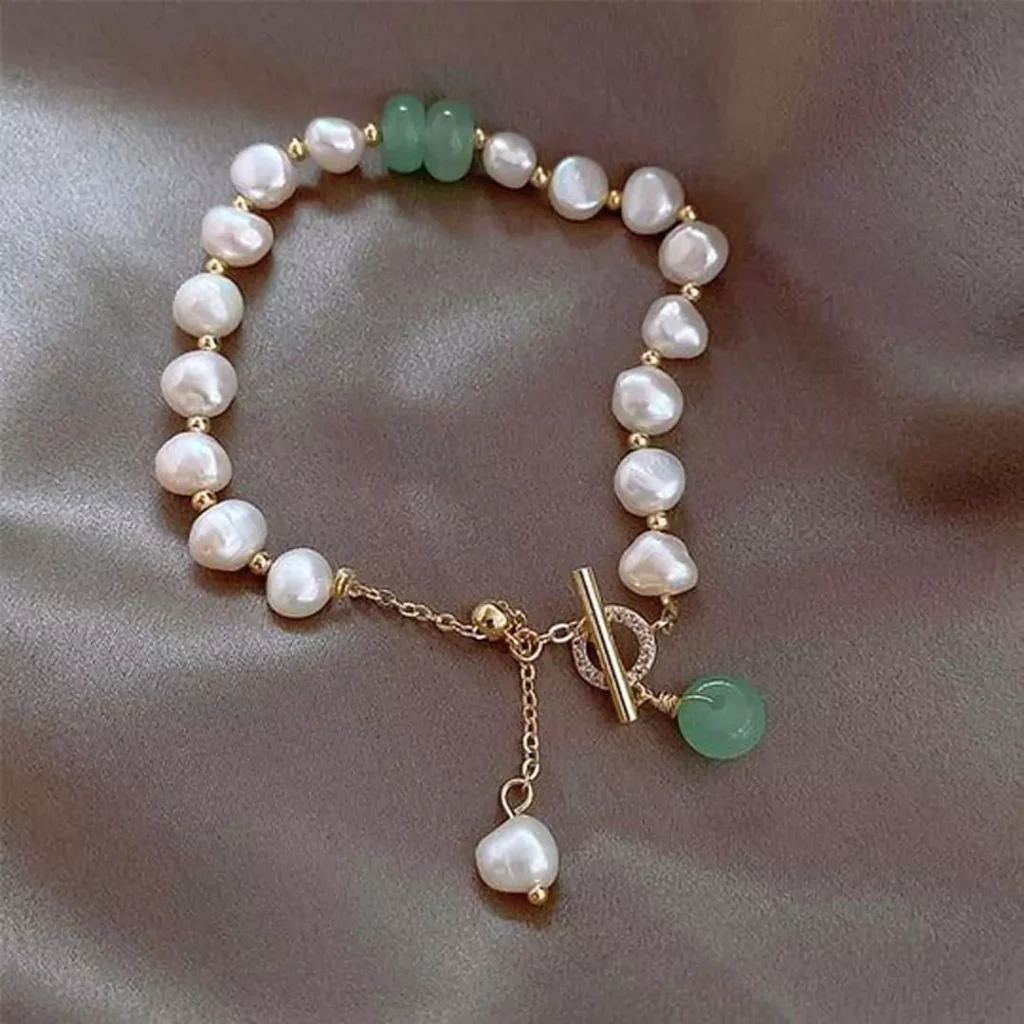 ornate gold pearl bracelets for girls