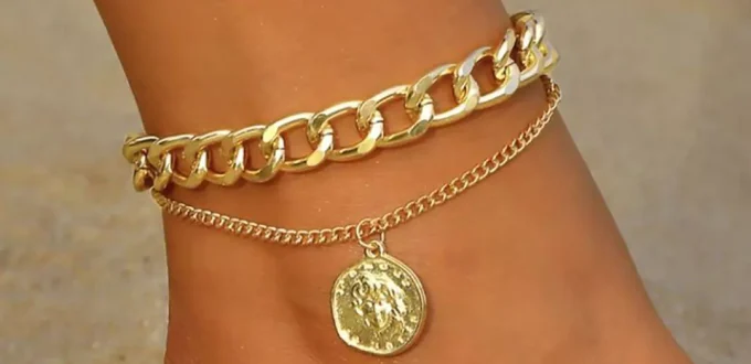 luxurious gold coin anklets