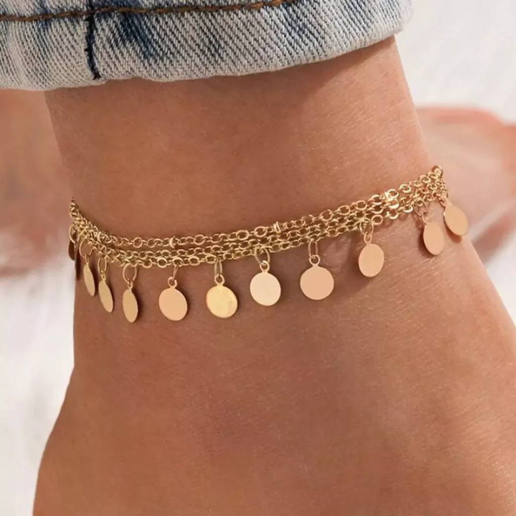 elegant gold coin anklets 