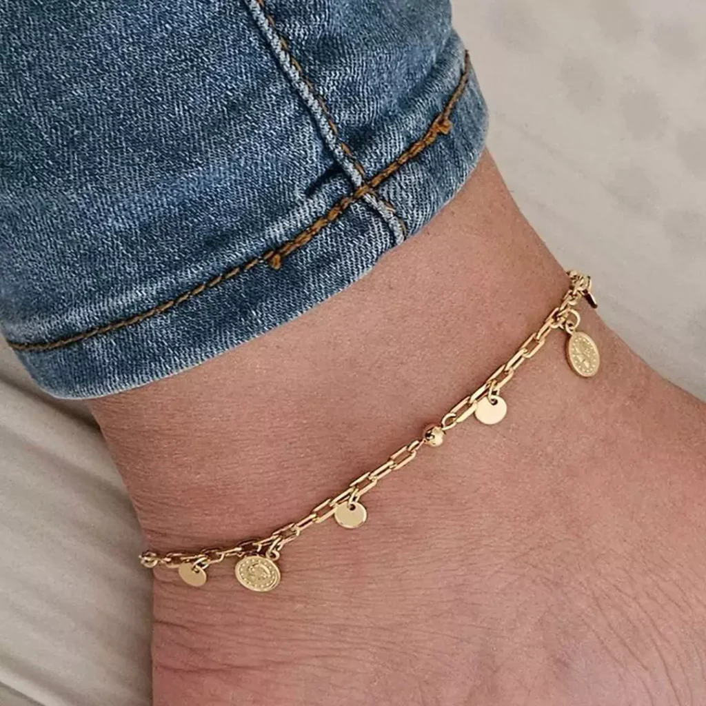 glamorous gold coin anklets 