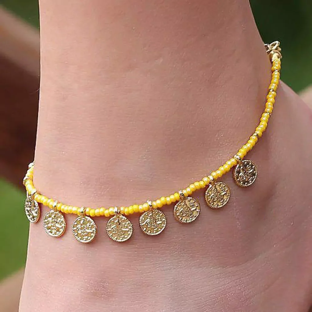 sophisticated gold coin anklets 