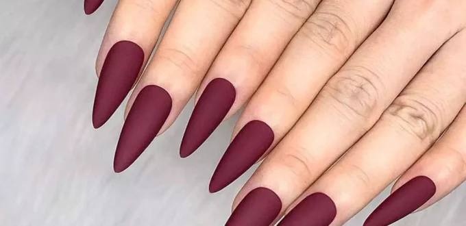 minimal matte and velvet long nail designs