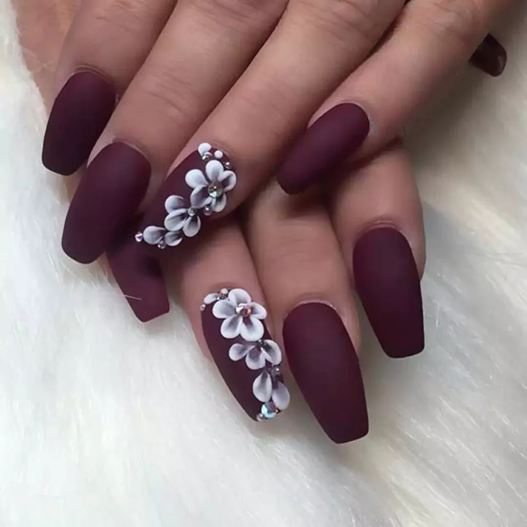 trendy matte and velvet long nail designs 