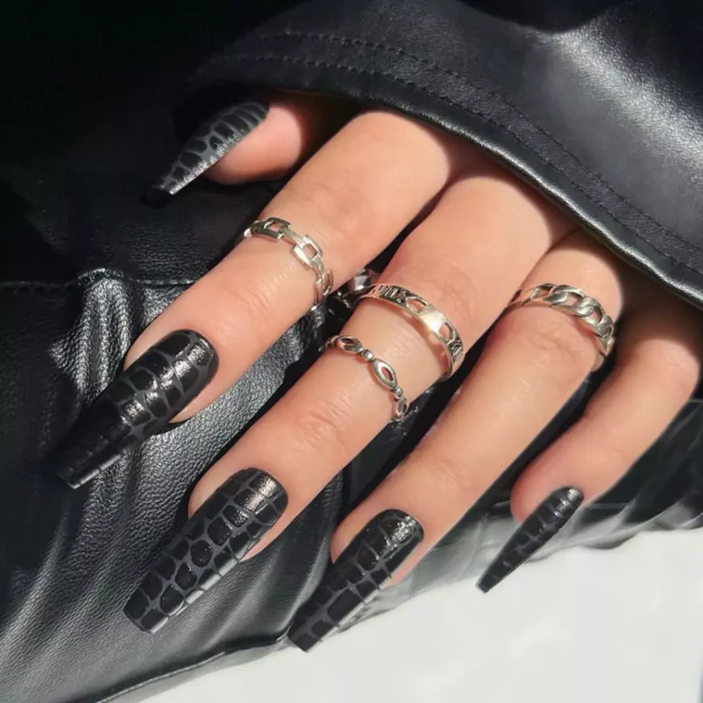 unique matte and velvet long nail designs 