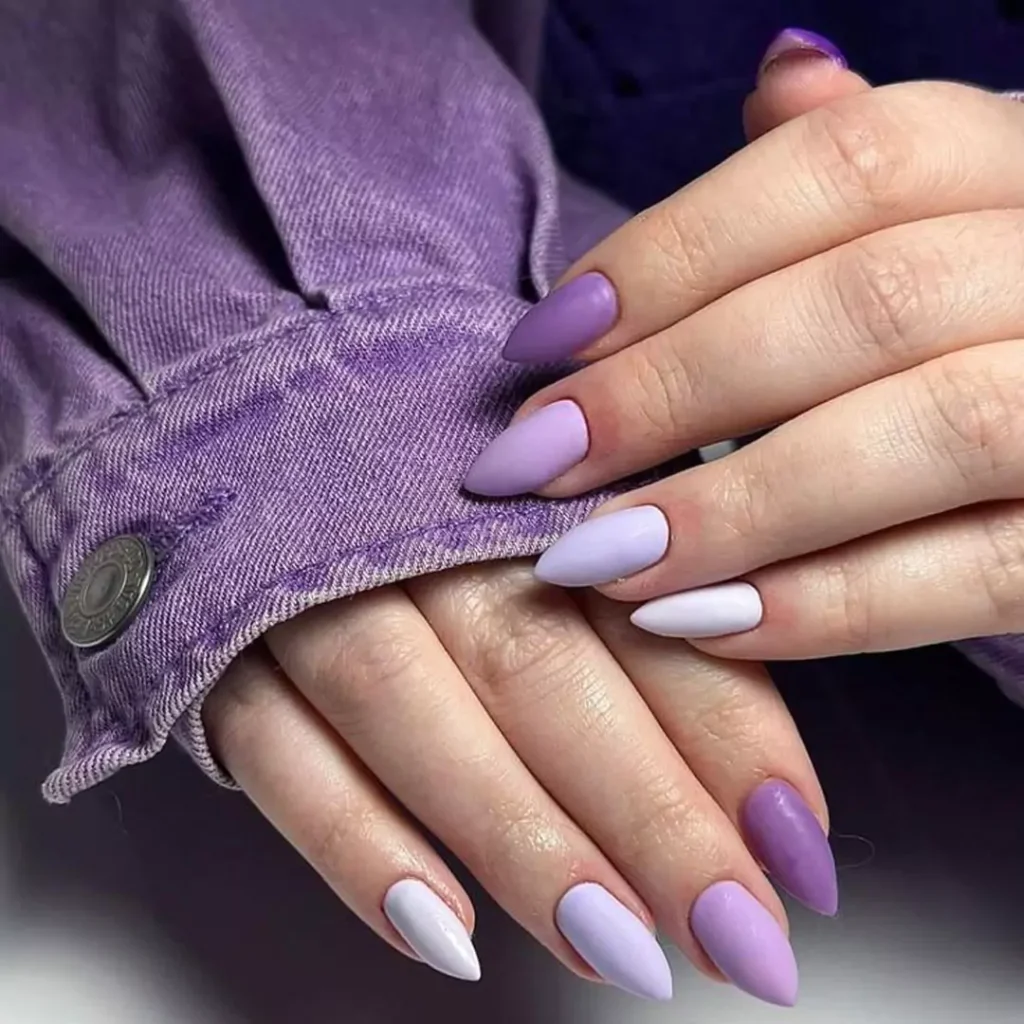 glamorous Nail Designs in Light Purple theme 