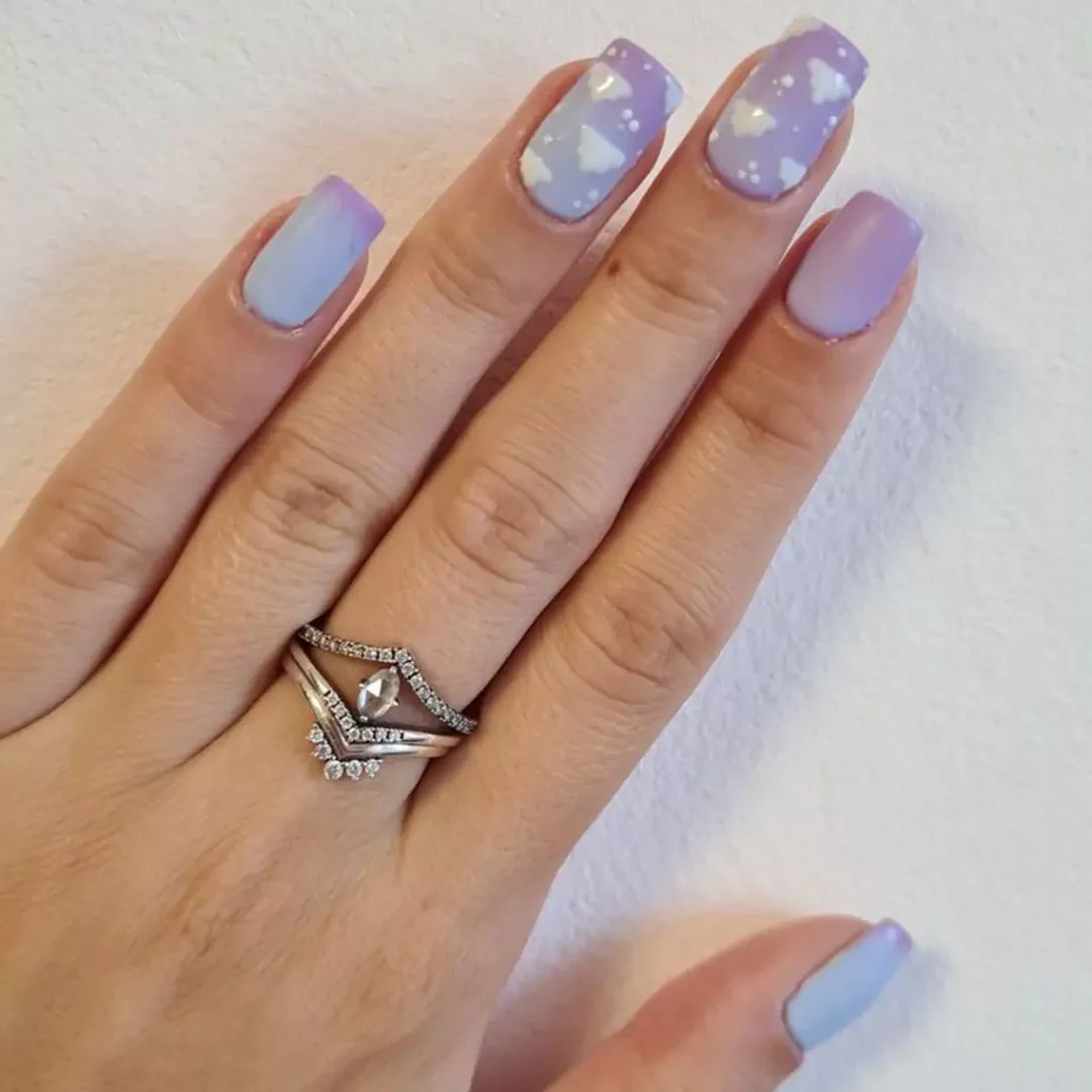 sparkling Nail Designs in Light Purple theme 