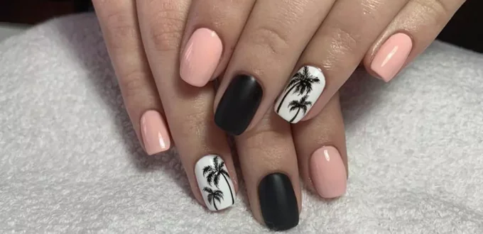 popular black and peach nail designs