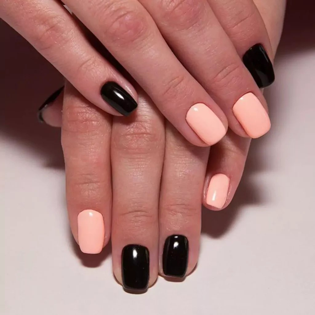 unique black and peach nail designs