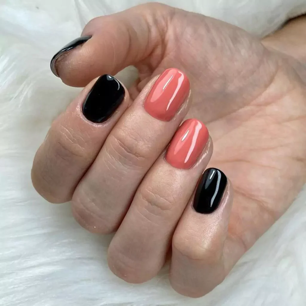 trendy black and peach nail designs