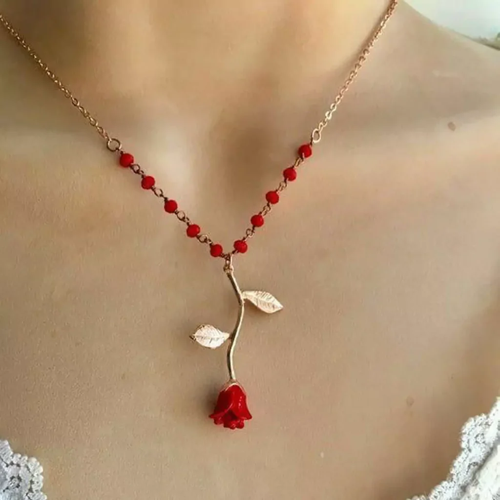 Deceptive flower branch design necklaces 