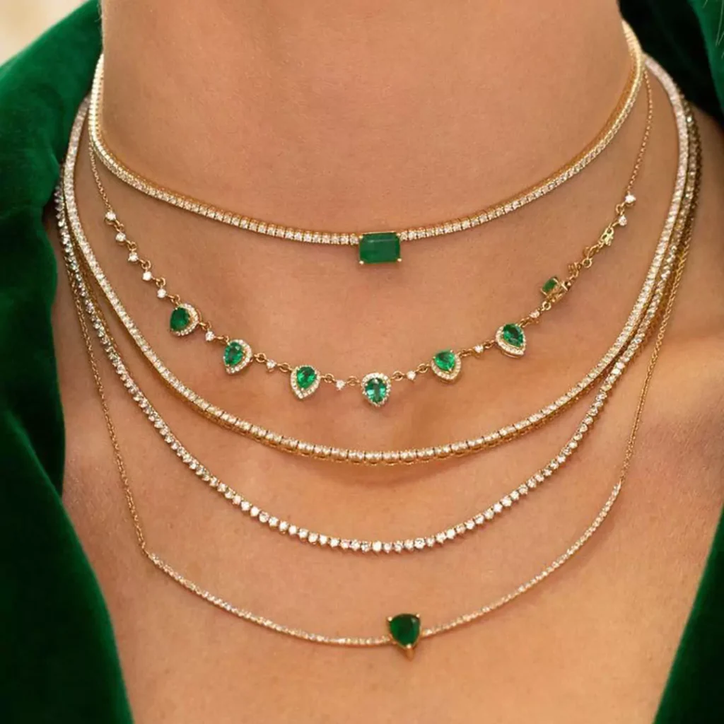 Stylish and special necklaces with green gems