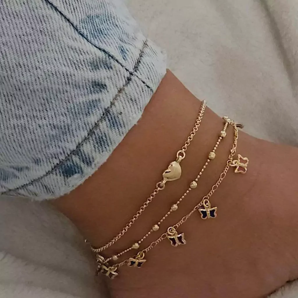 majestic gold butterfly-shaped anklets