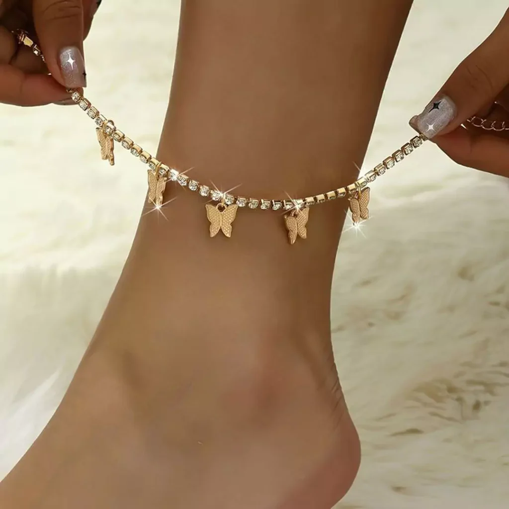 attractive gold butterfly-shaped anklets