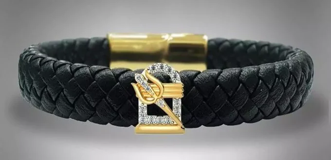 elegant leather strap gold bracelets for men