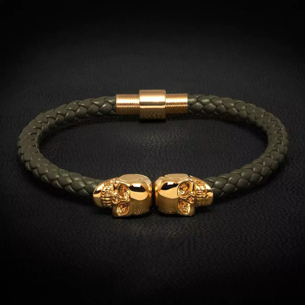 regal leather strap gold bracelets for men 