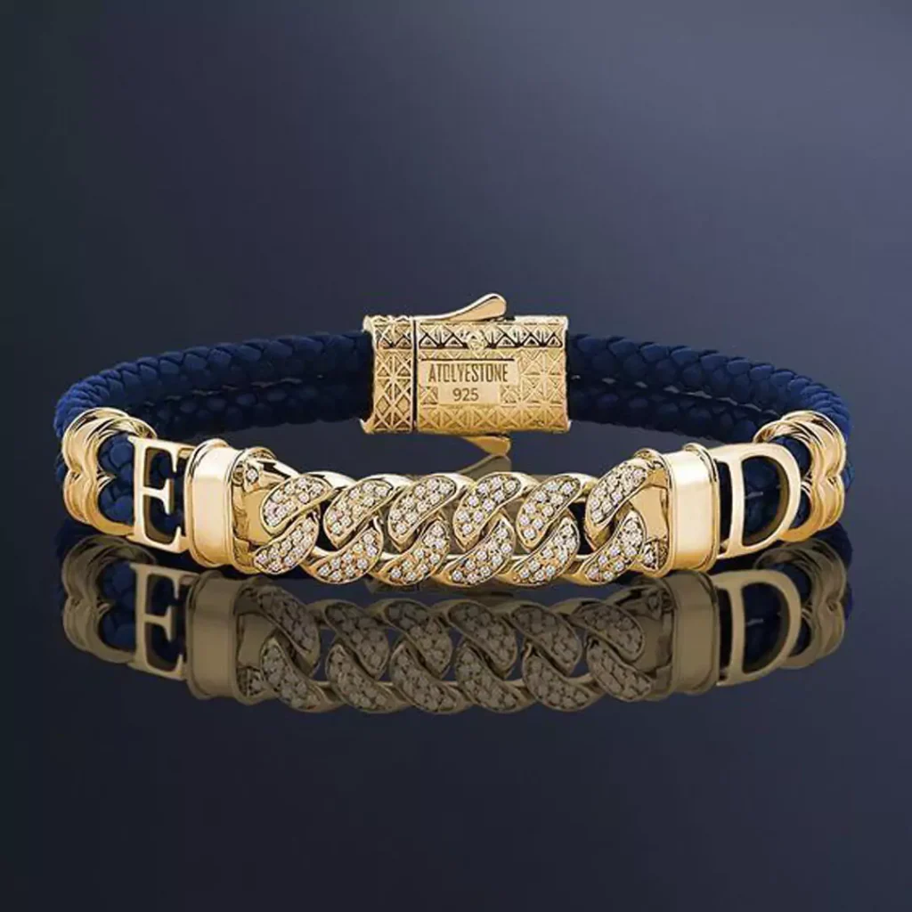 exquisite leather strap gold bracelets for men 