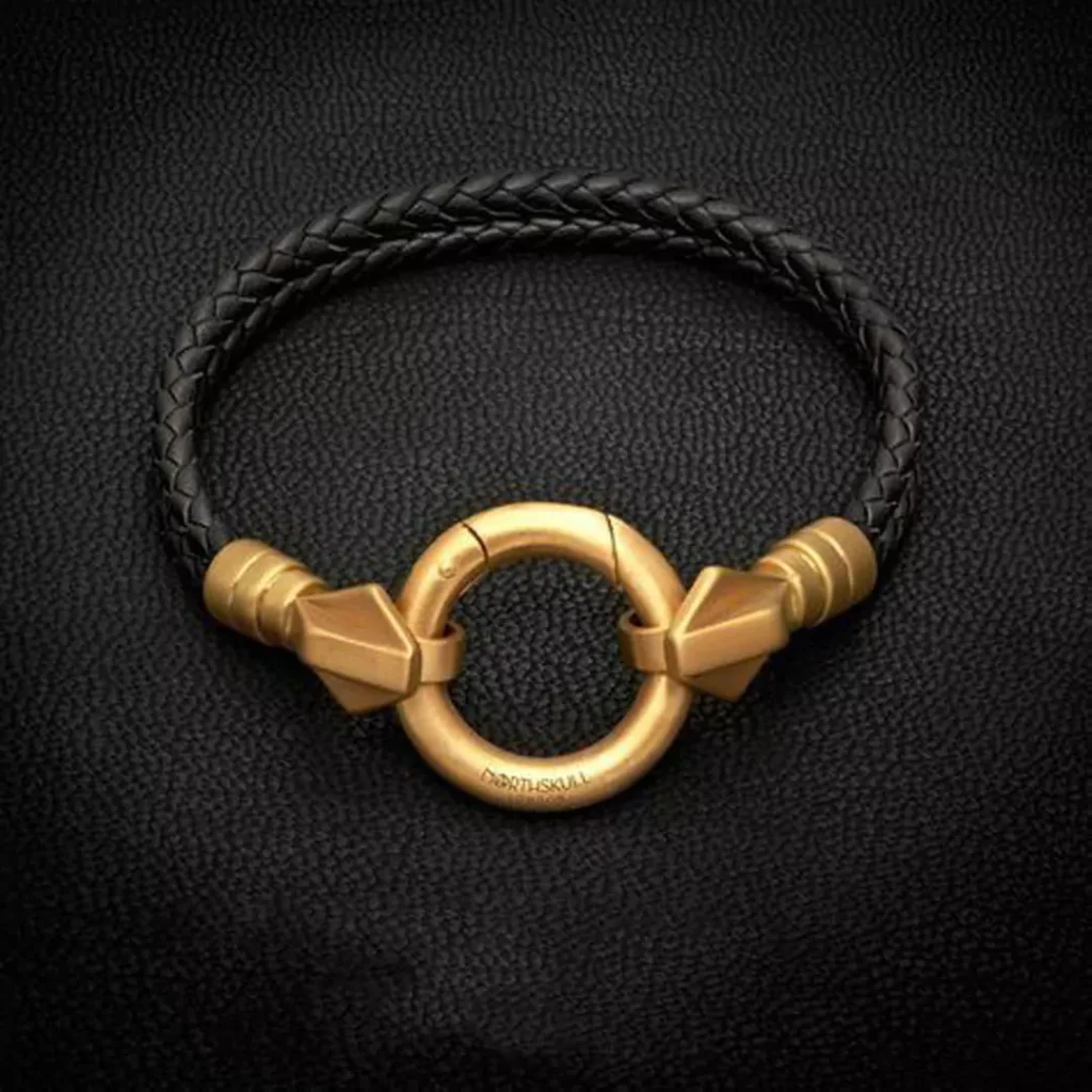 splendid leather strap gold bracelets for men 