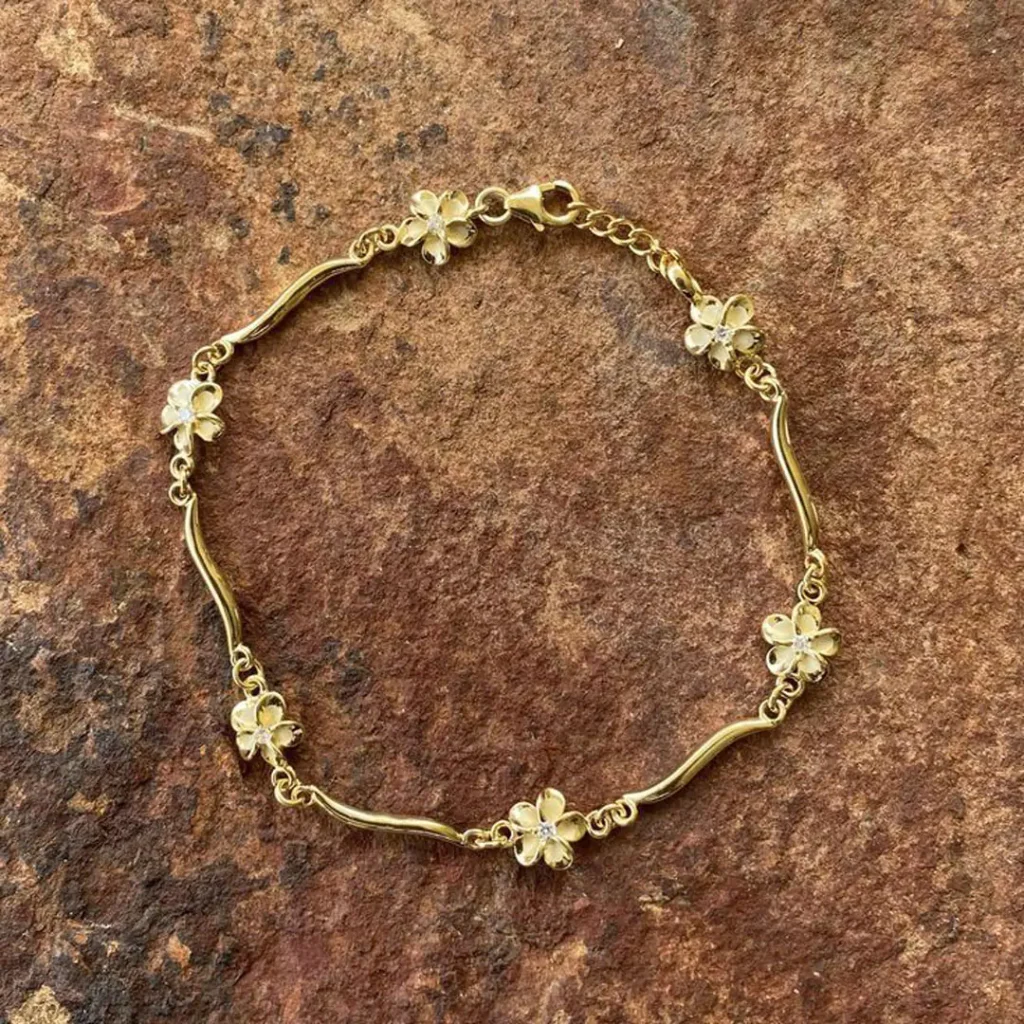 majestic gold flower anklets