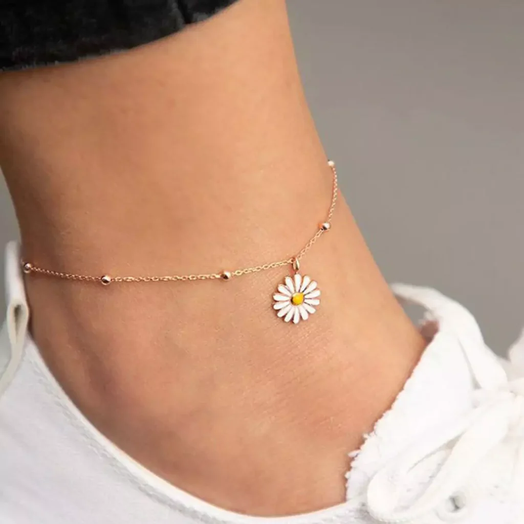 elegant gold flower anklets