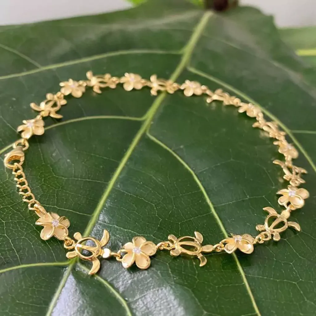 exquisite gold flower anklets