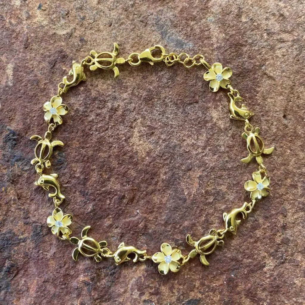 chic gold flower anklets