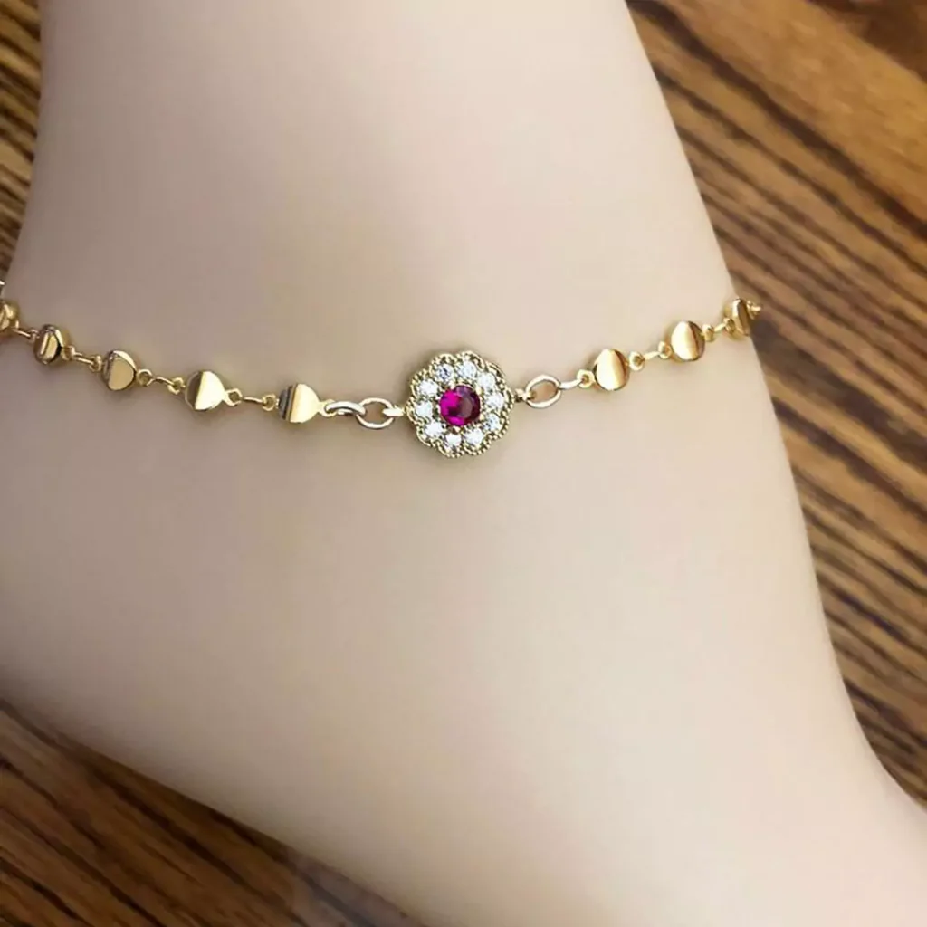 dazzling gold flower anklets