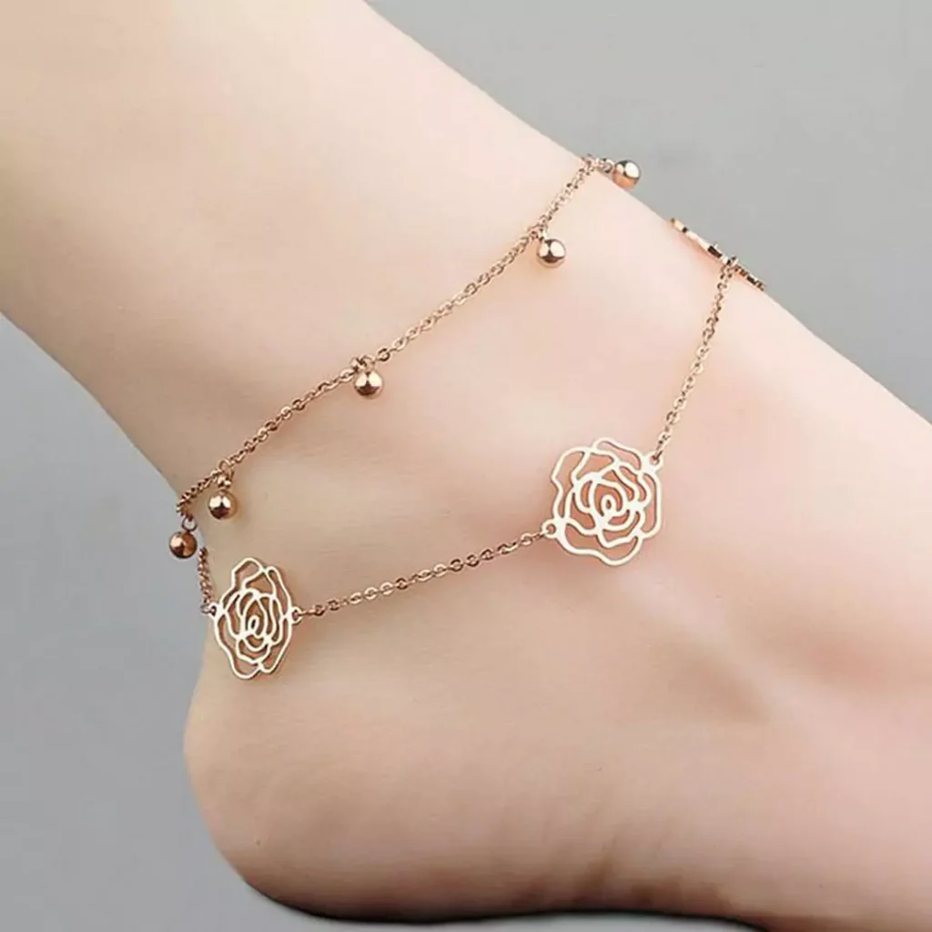 magnificient gold flower anklets