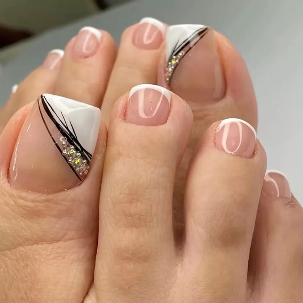 white Special toenail design