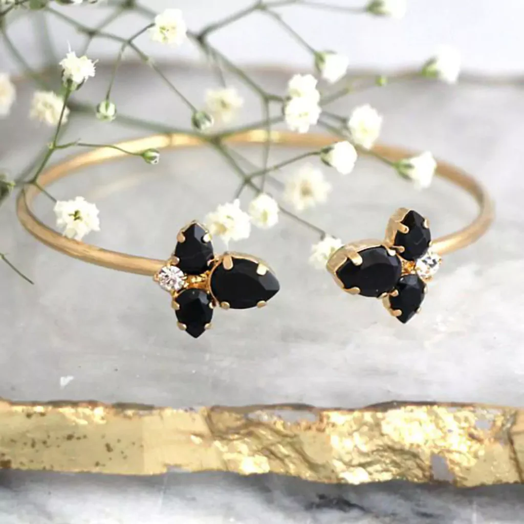 luxurious black diamond gold bracelets