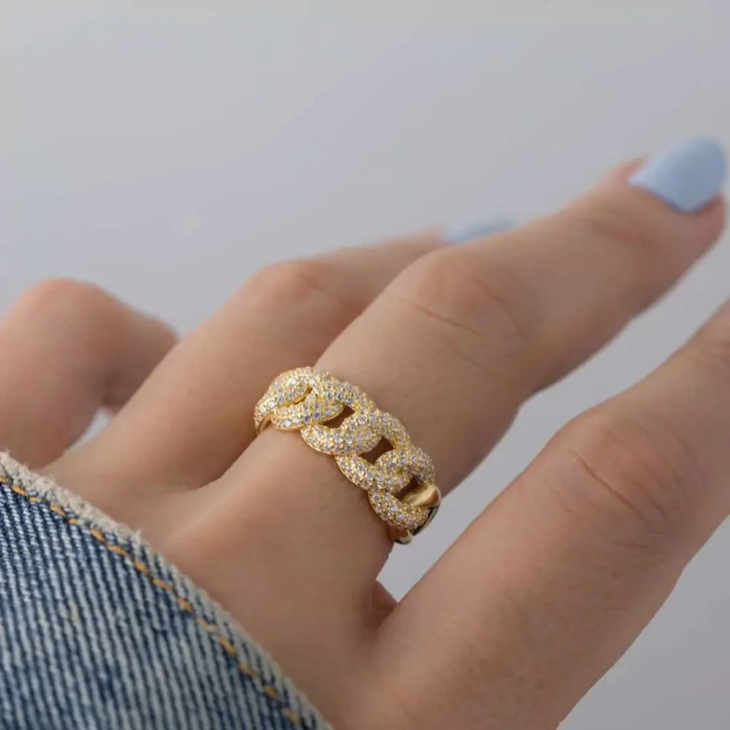 ornate gold chain rings 