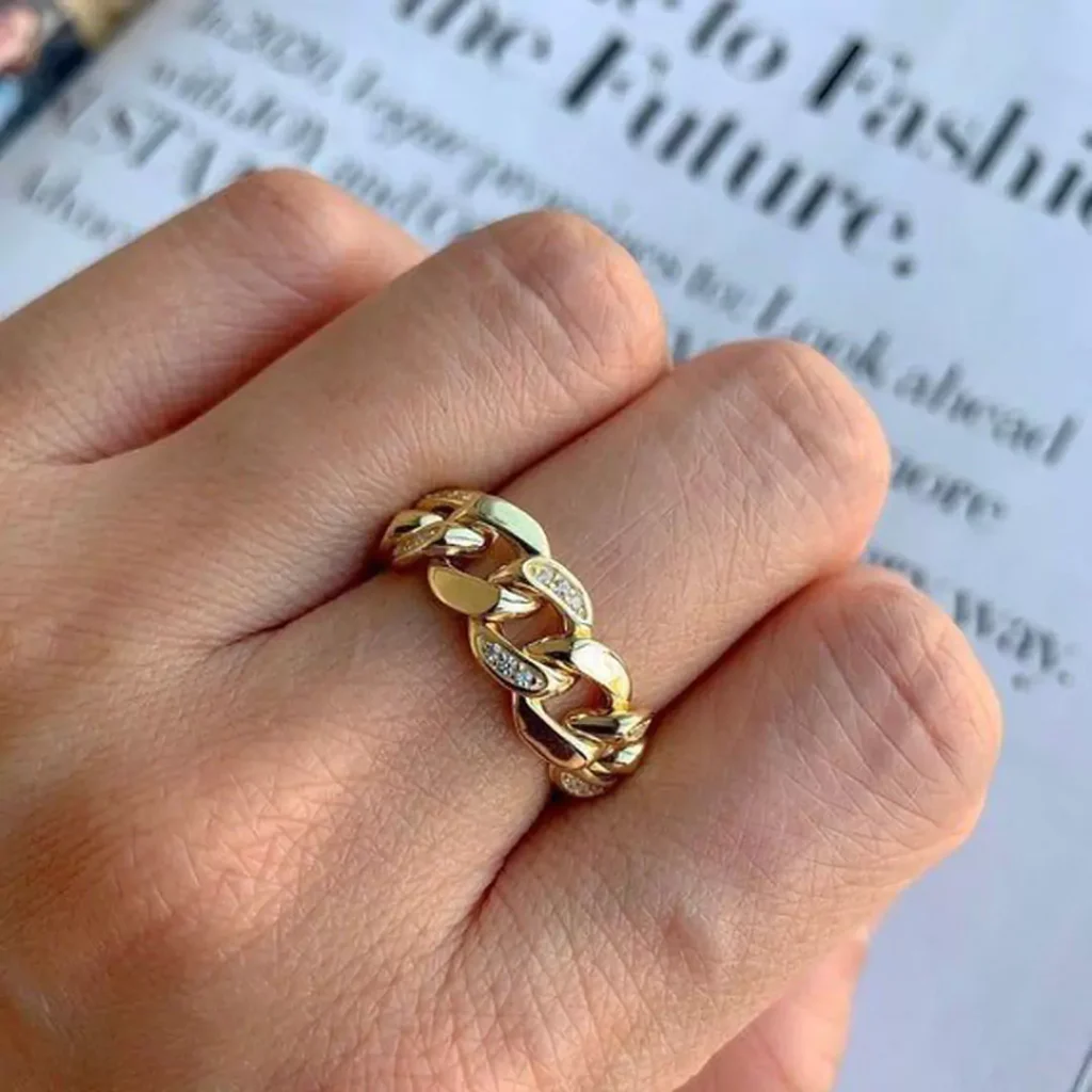 elegant gold chain rings 