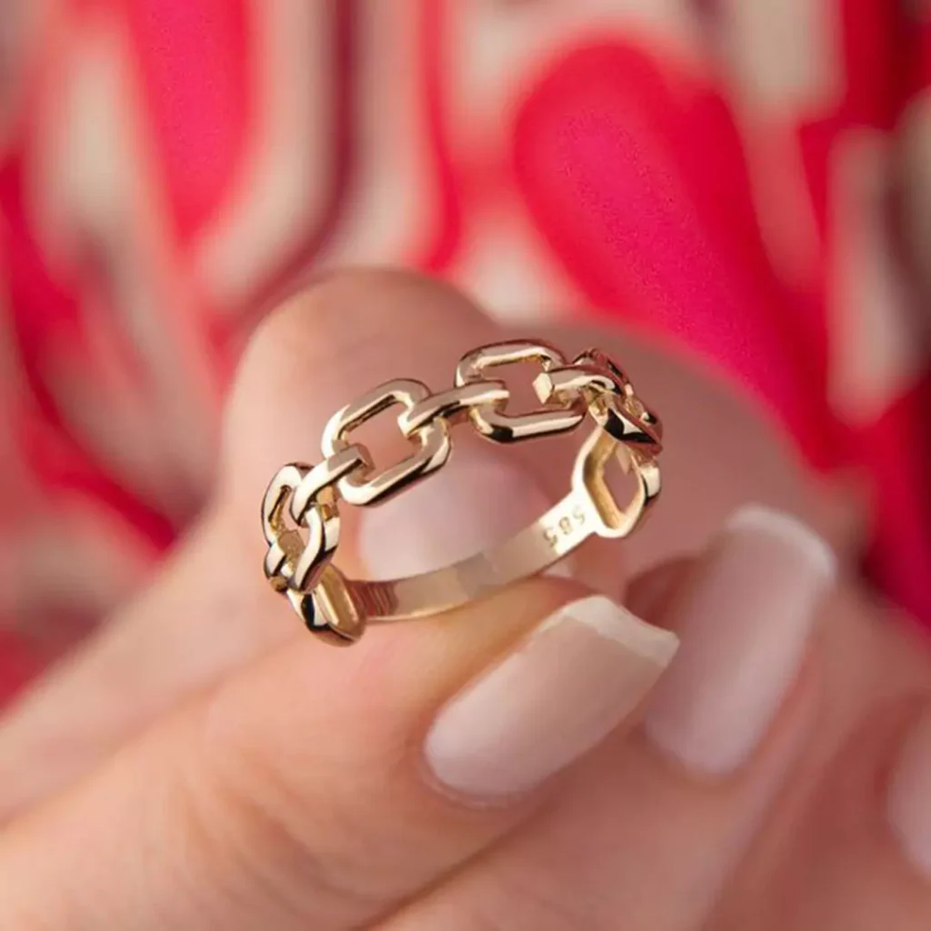 delicate gold chain rings 