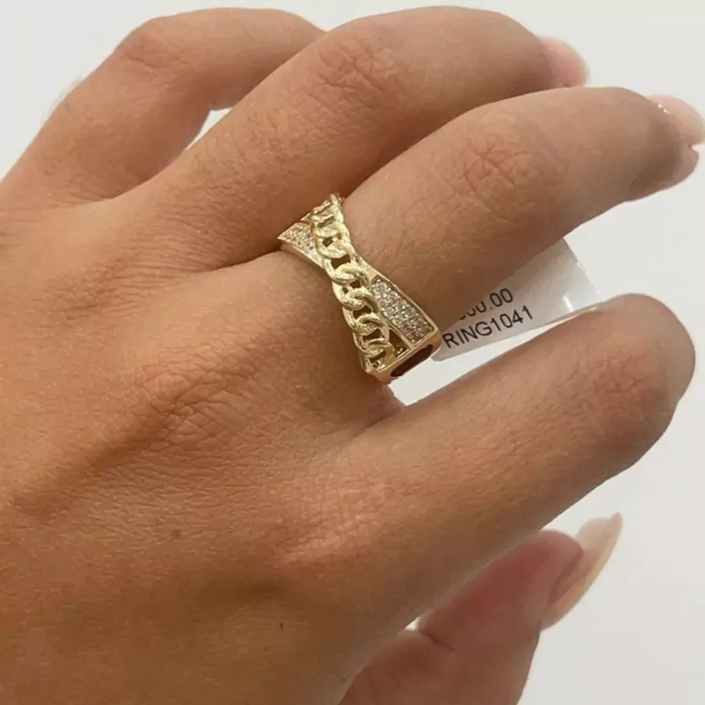 exquisite gold chain rings 