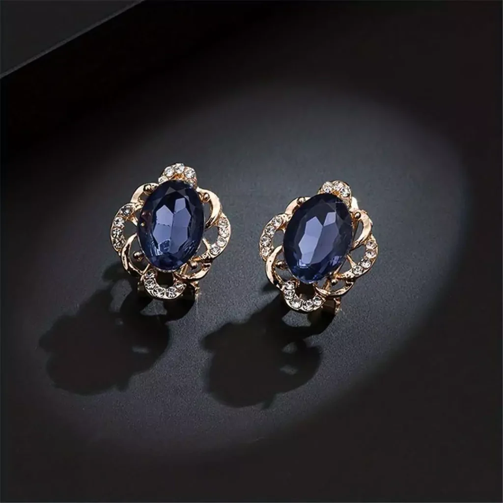 Eye-catching earring models with blue gems