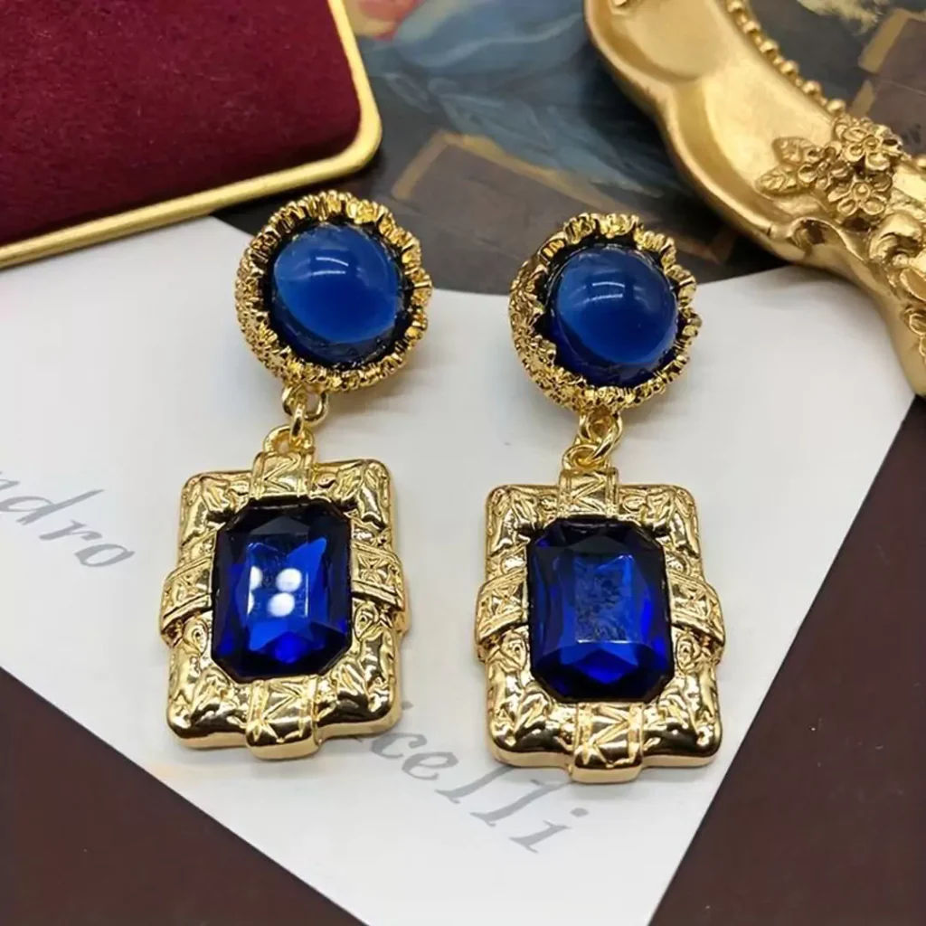 Enchanting earring models with blue gems