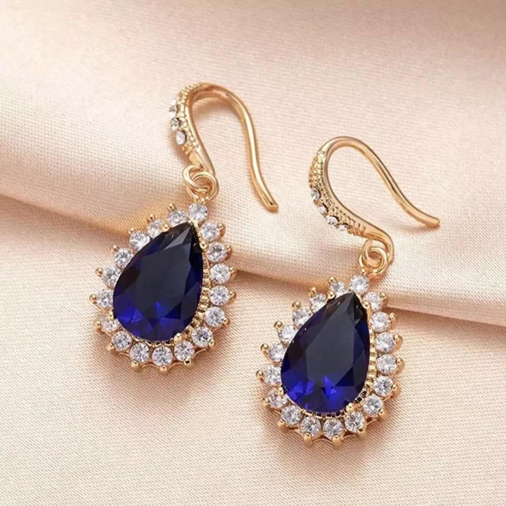 Pleasing earring models with blue gems