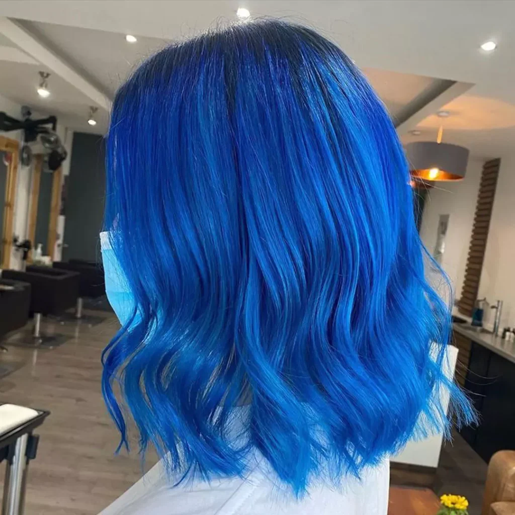 Deceptive fantasy blue hair color