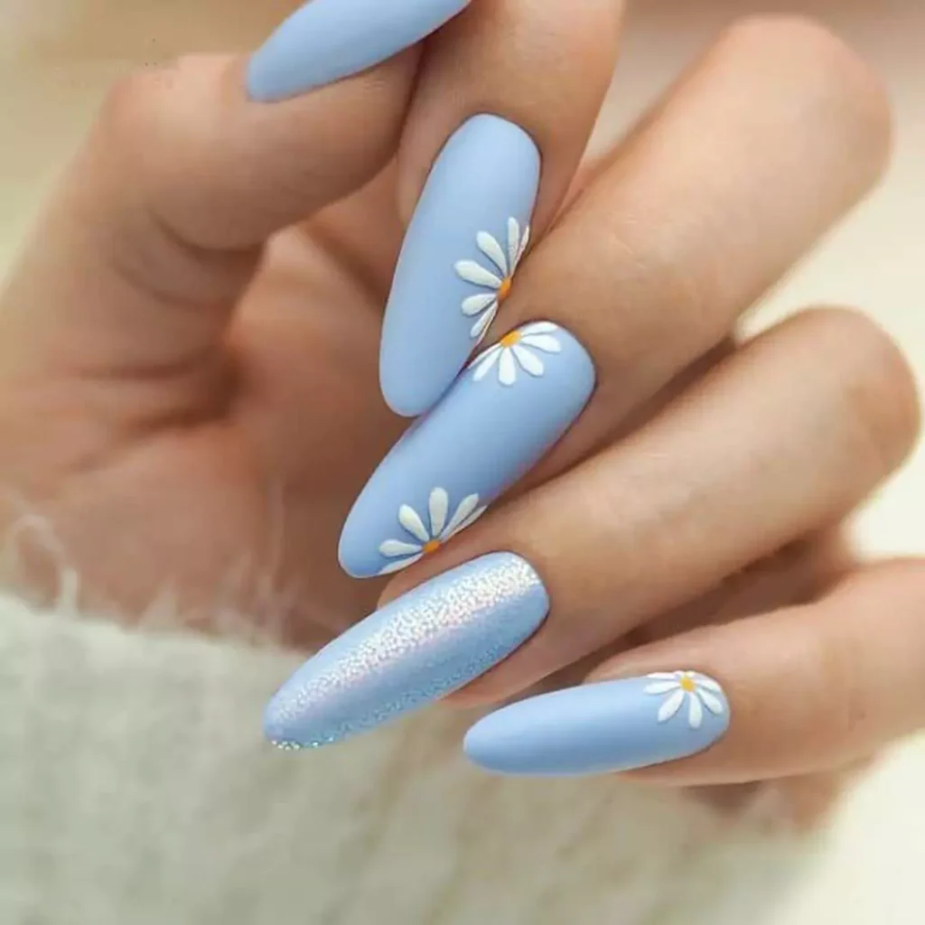 sophisticated daisy flower nail designs