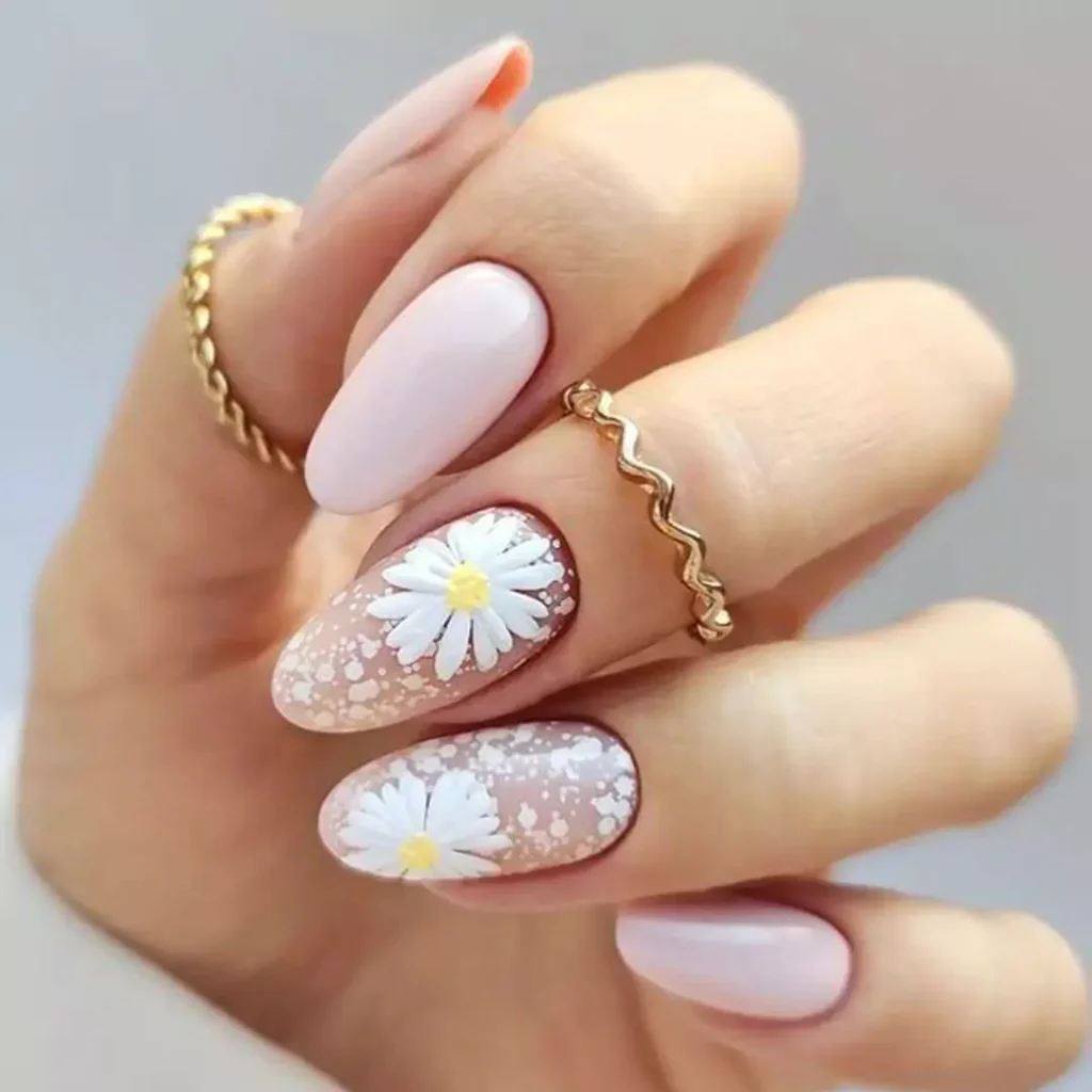 chic daisy flower nail designs