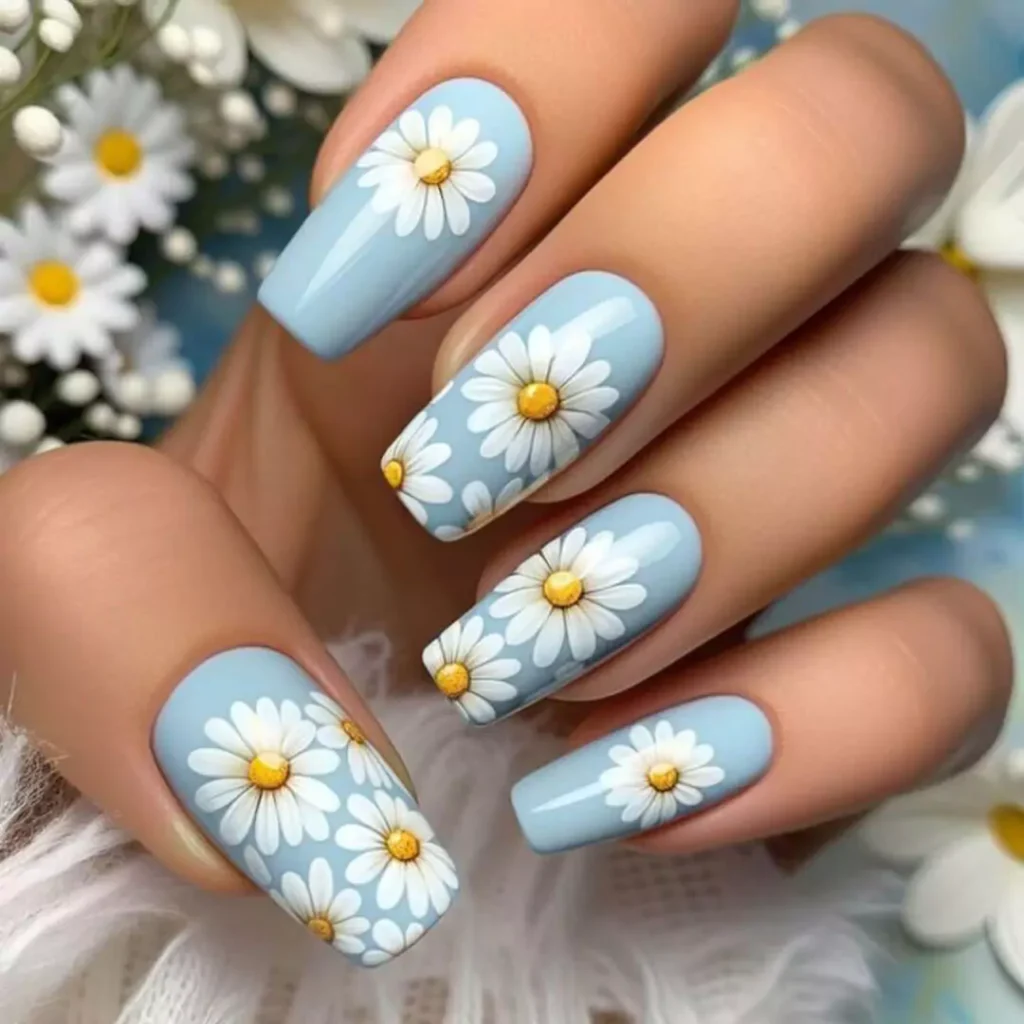 dazzling daisy flower nail designs