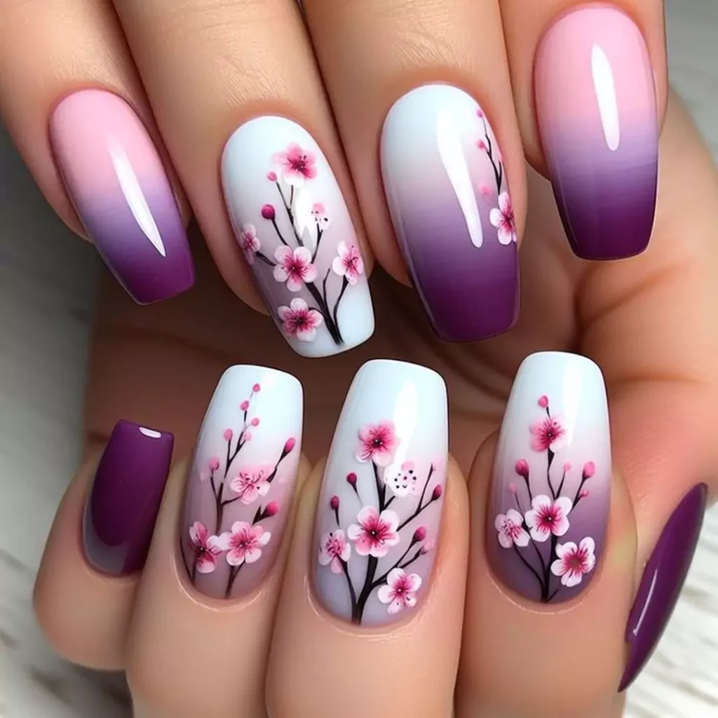 regal nail designs with a fantasy flower theme 