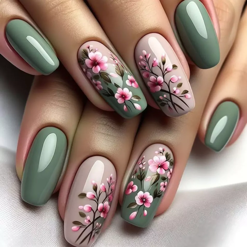 sophisticated nail designs with a fantasy flower theme 