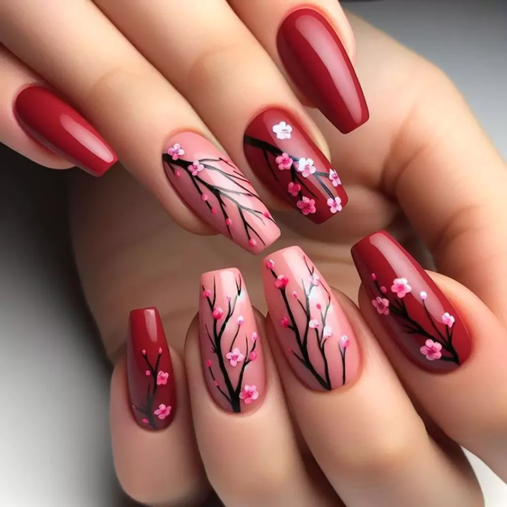 chic nail designs with a fantasy flower theme 