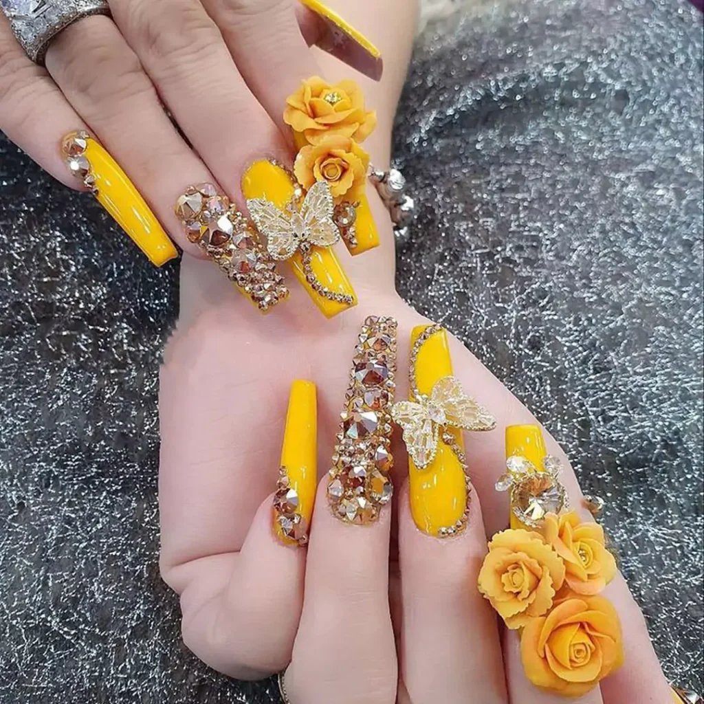 whimsical nail designs with a fantasy flower theme 