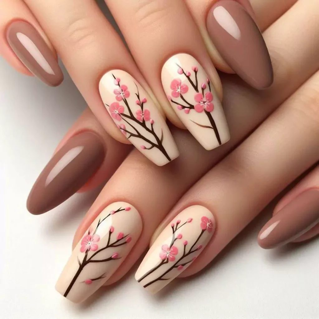 trendy nail designs with a fantasy flower theme 