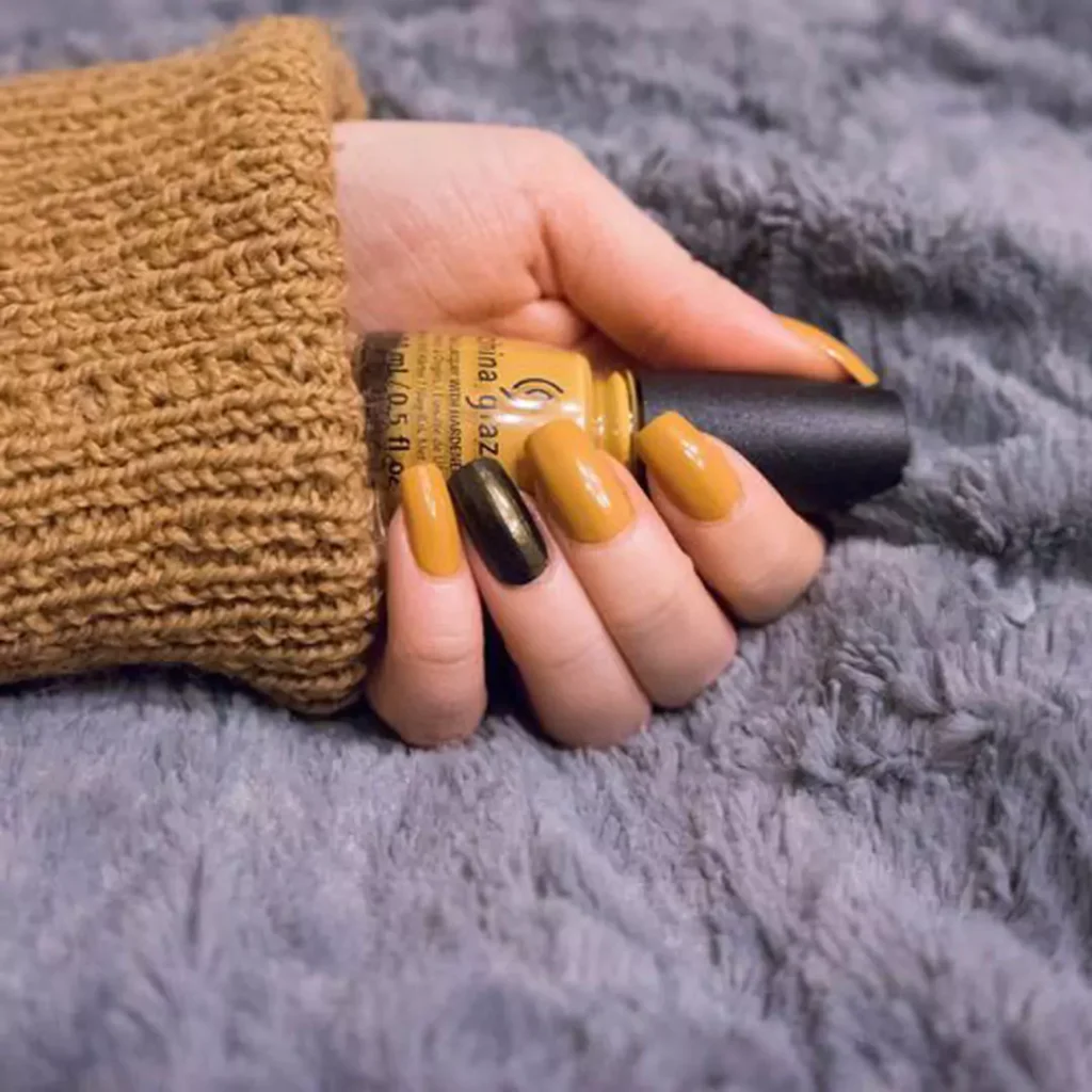 elegant Mustard Nail art Designs 