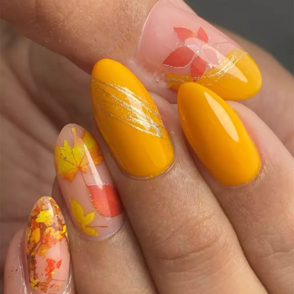 chic Mustard Nail art Designs 