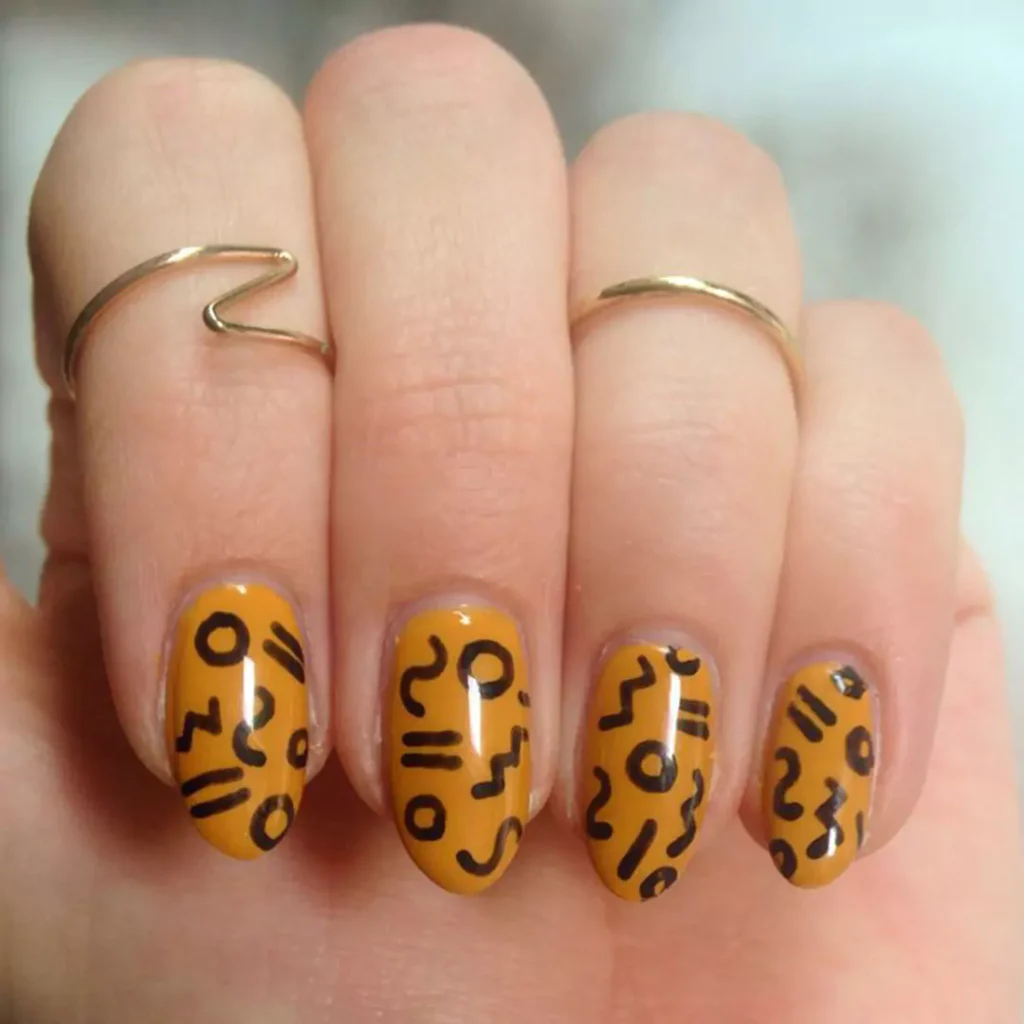 trendy Mustard Nail art Designs 